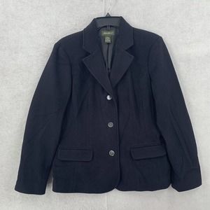 Eddie Bauer Black Wool Angora Blend Blazer Jacket Career Wear Womens‎ Large